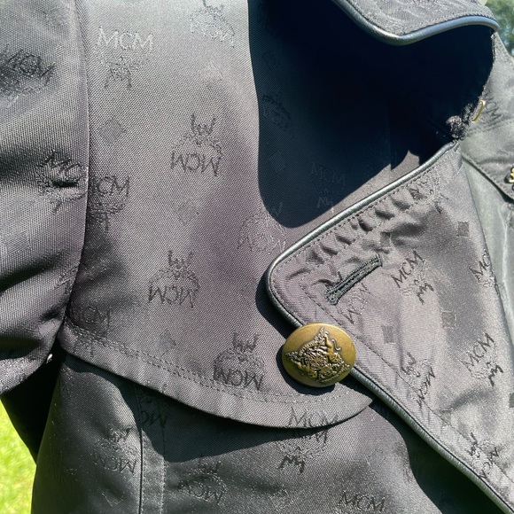 MCM Jacket x Dress Camp monogrammed black trench coat circa 2011. Sz Med - Picture 5 of 9